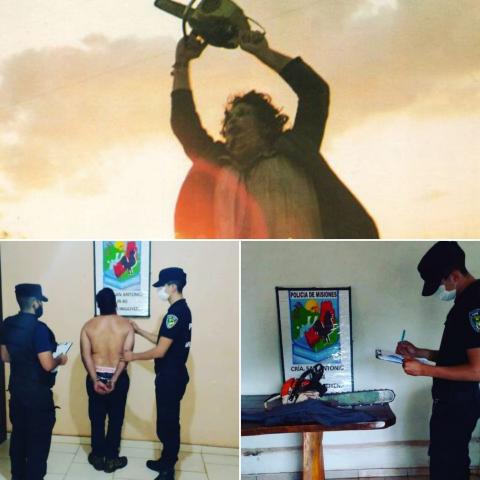 ¡Cómo en la película Jasón! Los atacó con una motosierra